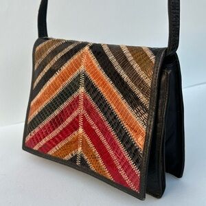 70s Patchwork Leather Snakeskin Shoulder Purse Vintage